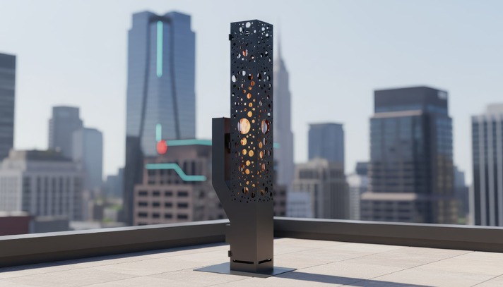 Bubbles Wood Pellet Patio Heater. DXF, SVG files for plasma, laser cutting. Glass Tube Rocket Stove for Outdoor
