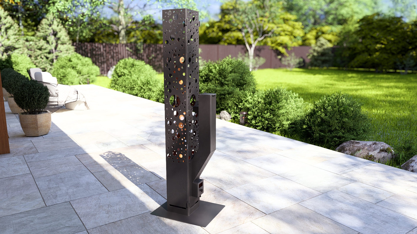 Bubbles Wood Pellet Patio Heater. DXF, SVG files for plasma, laser cutting. Glass Tube Rocket Stove for Outdoor. Фото 3