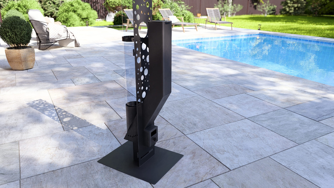 Bubbles Wood Pellet Patio Heater. DXF, SVG files for plasma, laser cutting. Glass Tube Rocket Stove for Outdoor. Фото 15