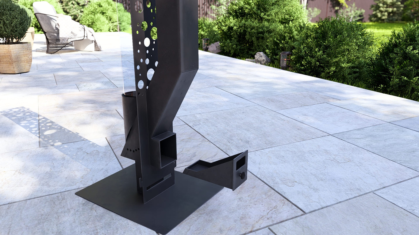 Bubbles Wood Pellet Patio Heater. DXF, SVG files for plasma, laser cutting. Glass Tube Rocket Stove for Outdoor. Фото 16