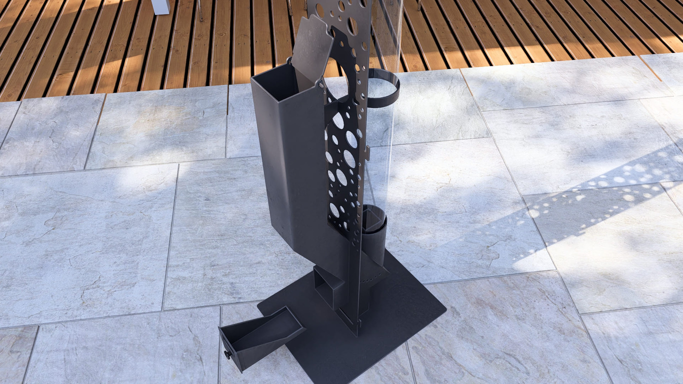 Bubbles Wood Pellet Patio Heater. DXF, SVG files for plasma, laser cutting. Glass Tube Rocket Stove for Outdoor. Фото 17