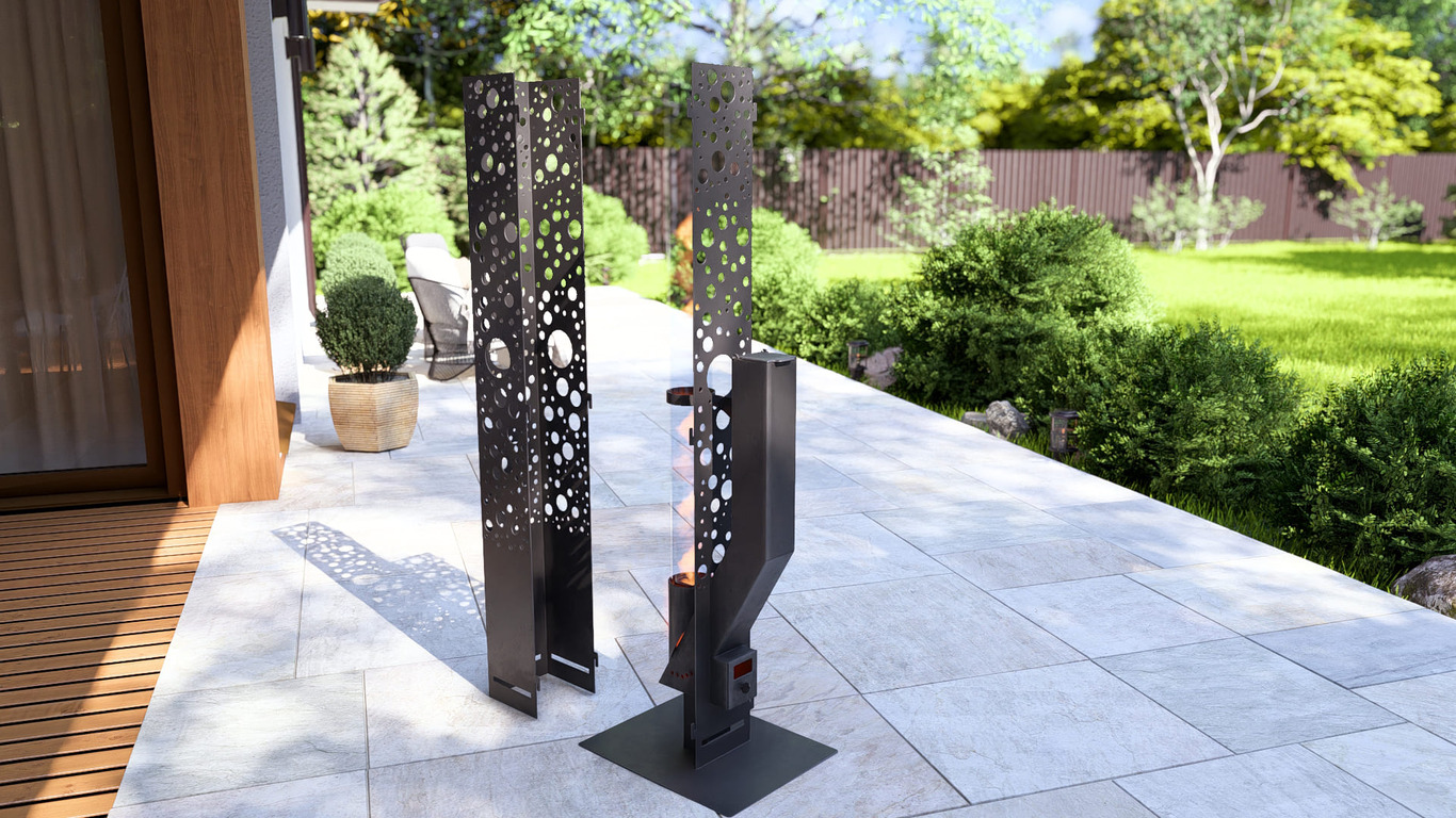 Bubbles Wood Pellet Patio Heater. DXF, SVG files for plasma, laser cutting. Glass Tube Rocket Stove for Outdoor. Фото 7