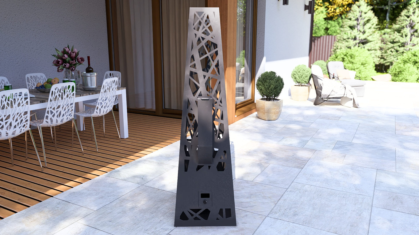 Pyramid Patio Heater with Glass Tube Flame. DXF, SVG files for plasma, laser cutting. Outdoor Pellet Torch. Фото 10