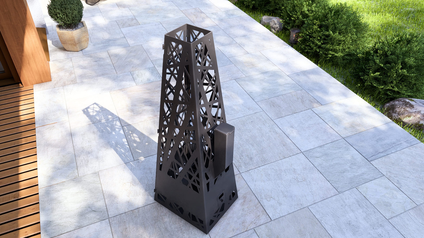 Pyramid Patio Heater with Glass Tube Flame. DXF, SVG files for plasma, laser cutting. Outdoor Pellet Torch. Фото 12