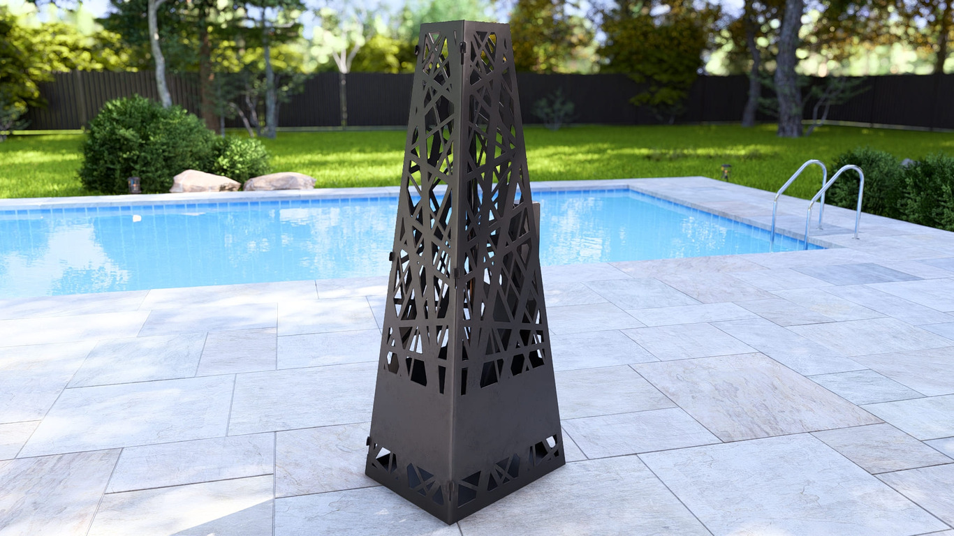 Pyramid Patio Heater with Glass Tube Flame. DXF, SVG files for plasma, laser cutting. Outdoor Pellet Torch. Фото 13
