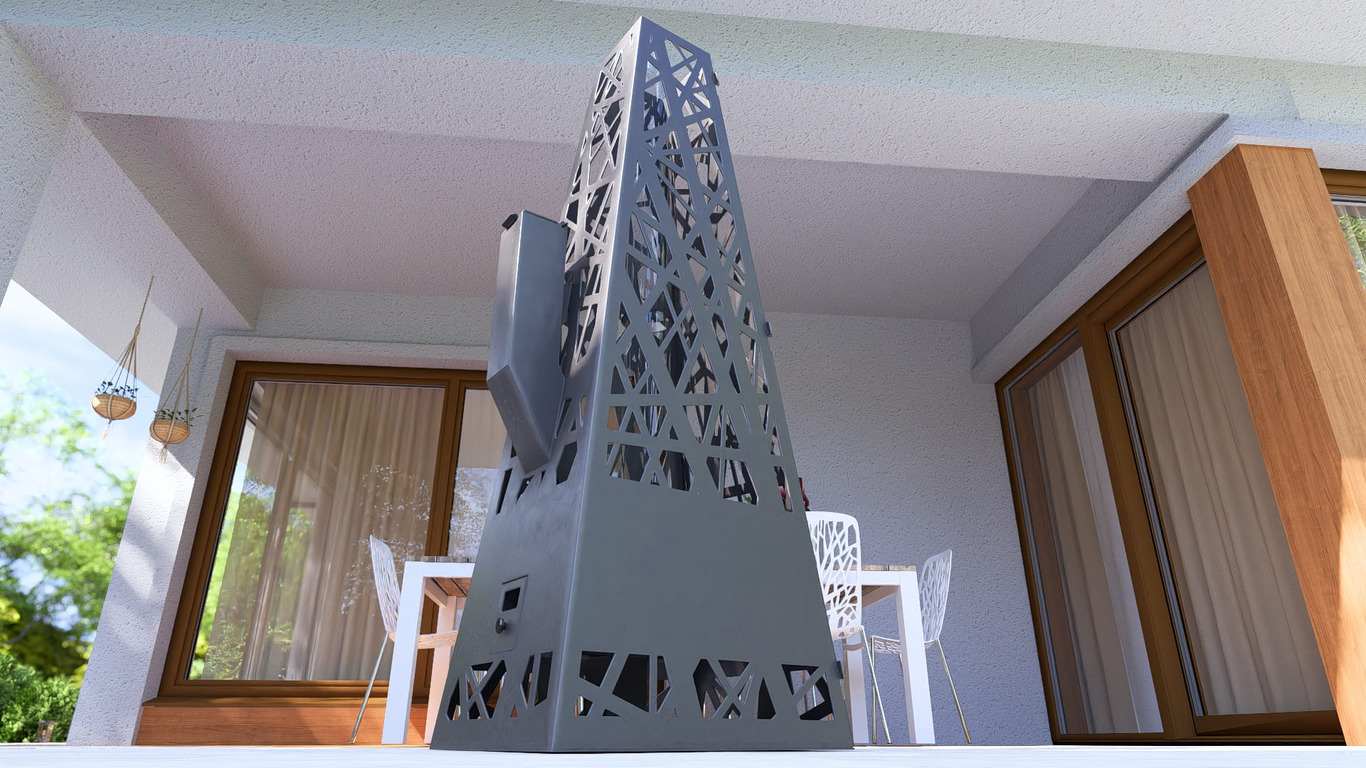 Pyramid Patio Heater with Glass Tube Flame. DXF, SVG files for plasma, laser cutting. Outdoor Pellet Torch. Фото 14