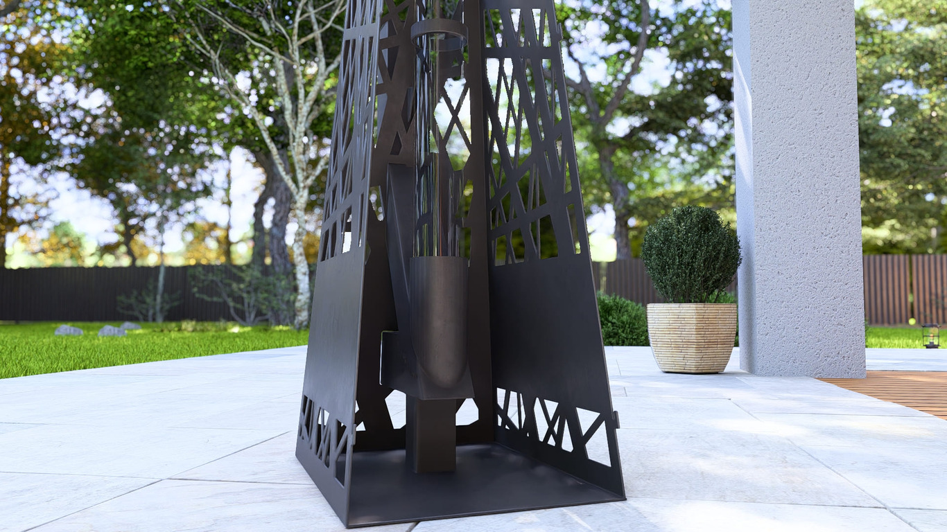 Pyramid Patio Heater with Glass Tube Flame. DXF, SVG files for plasma, laser cutting. Outdoor Pellet Torch. Фото 15