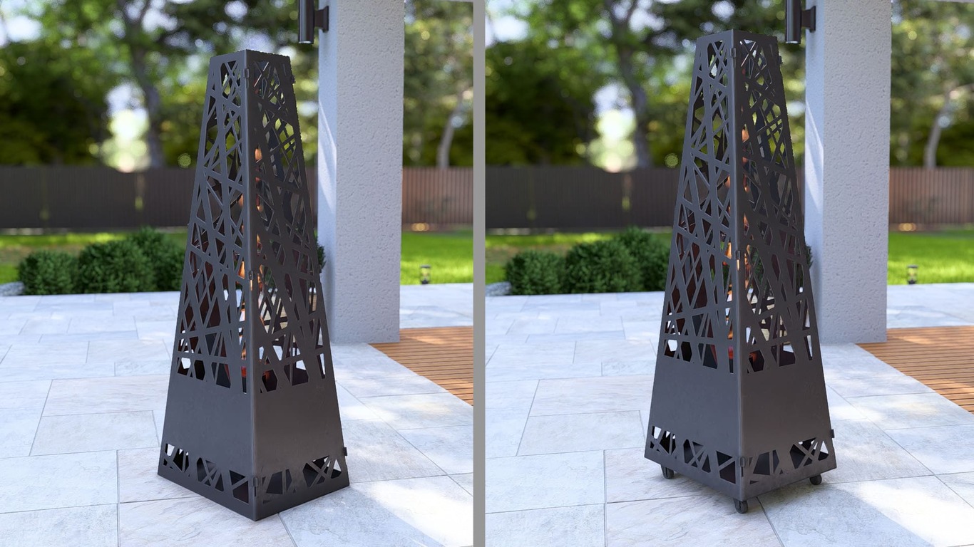 Pyramid Patio Heater with Glass Tube Flame. DXF, SVG files for plasma, laser cutting. Outdoor Pellet Torch. Фото 19