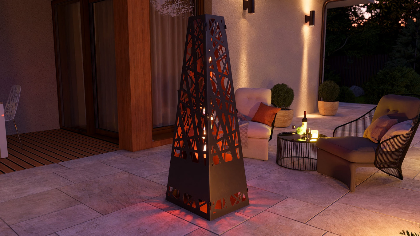 Pyramid Patio Heater with Glass Tube Flame. DXF, SVG files for plasma, laser cutting. Outdoor Pellet Torch. Фото 4
