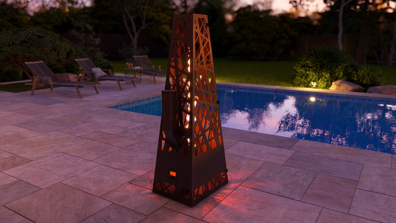 Pyramid Patio Heater with Glass Tube Flame. DXF, SVG files for plasma, laser cutting. Outdoor Pellet Torch. Фото 5