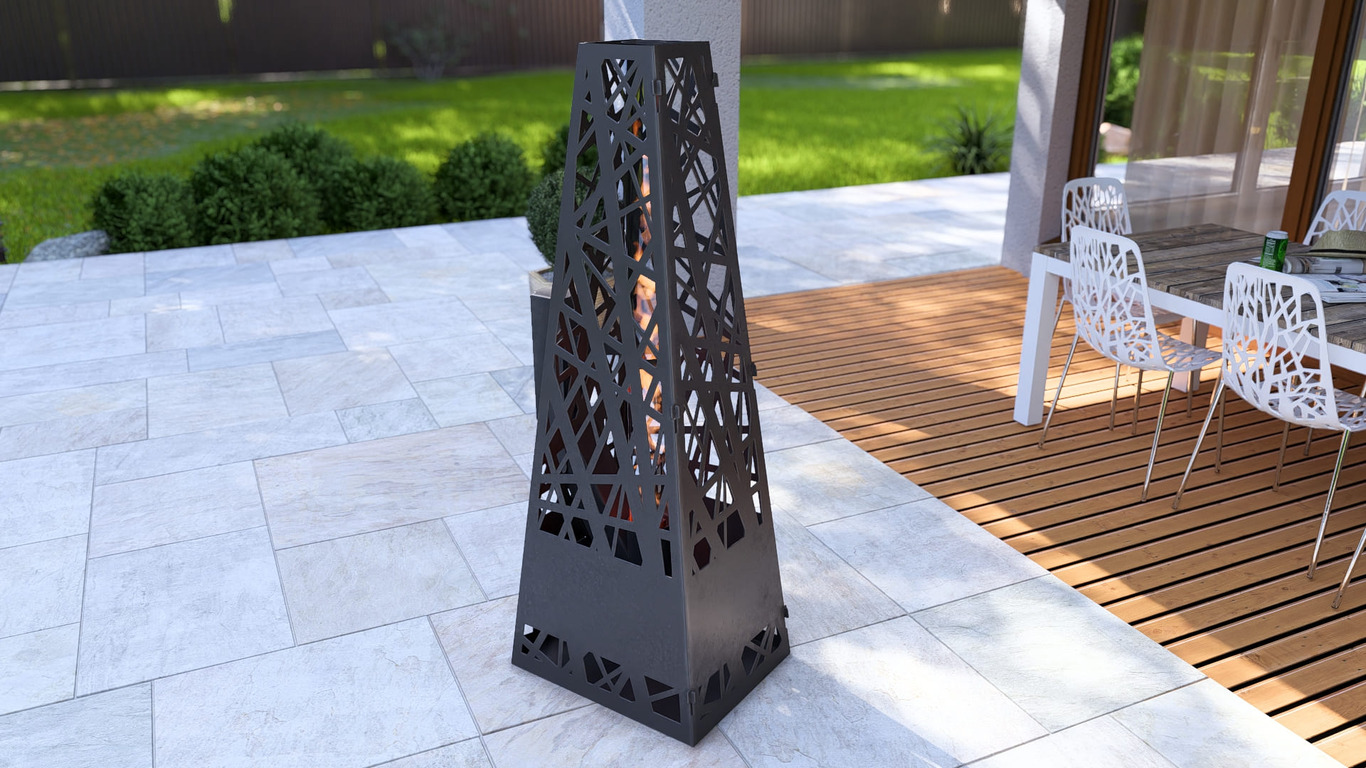 Pyramid Patio Heater with Glass Tube Flame. DXF, SVG files for plasma, laser cutting. Outdoor Pellet Torch. Фото 7