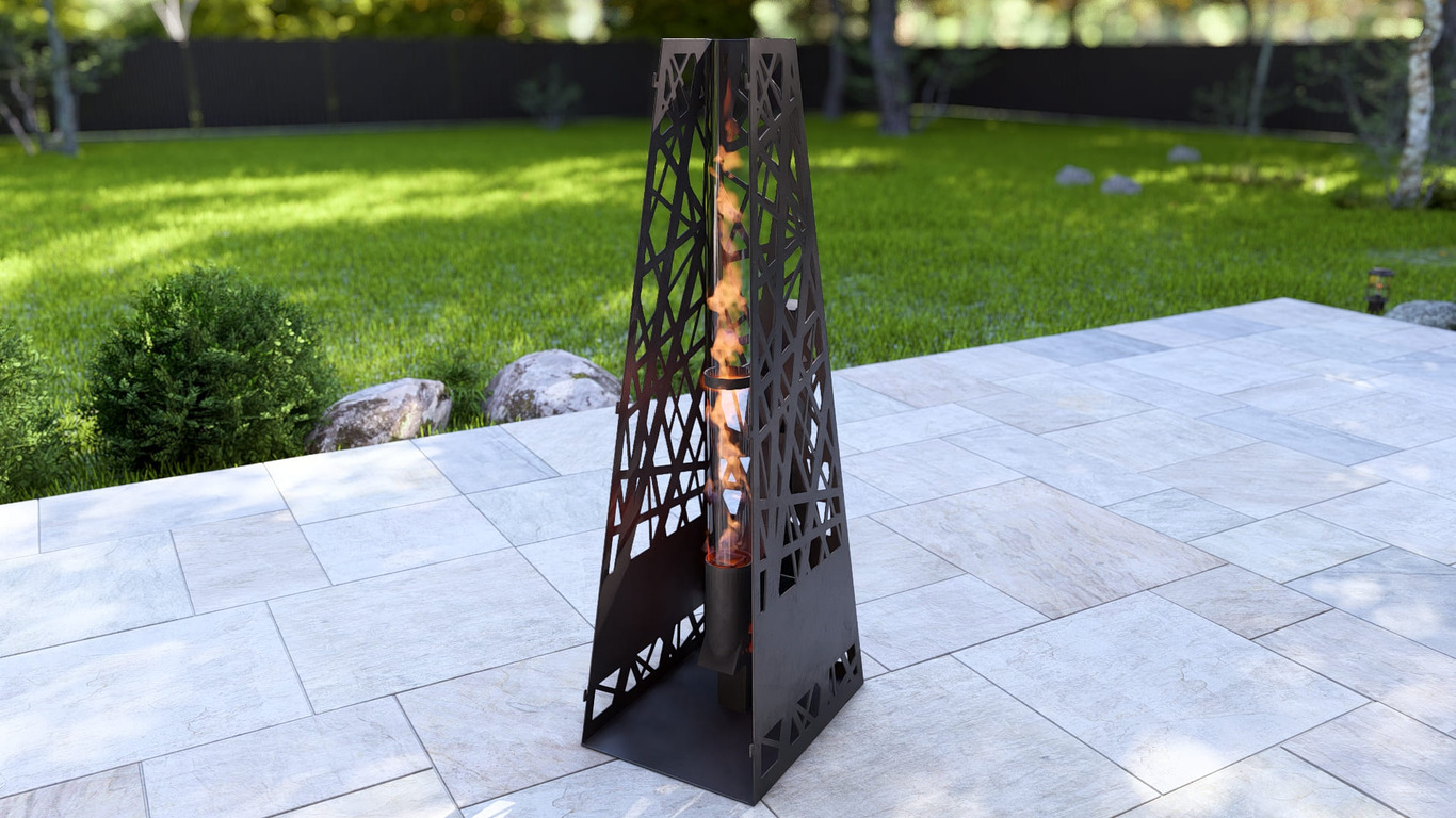 Pyramid Patio Heater with Glass Tube Flame. DXF, SVG files for plasma, laser cutting. Outdoor Pellet Torch. Фото 8