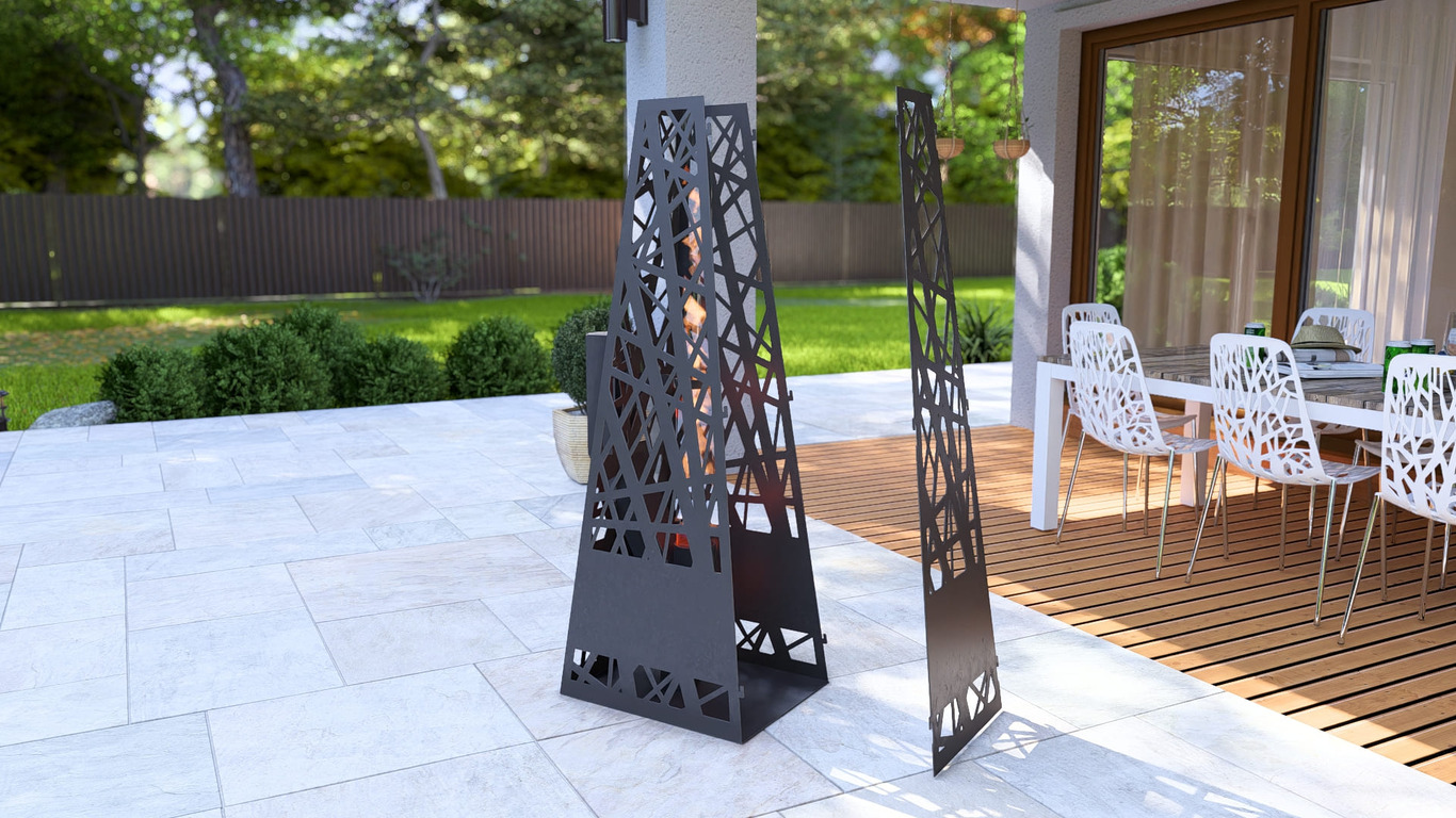 Pyramid Patio Heater with Glass Tube Flame. DXF, SVG files for plasma, laser cutting. Outdoor Pellet Torch. Фото 9