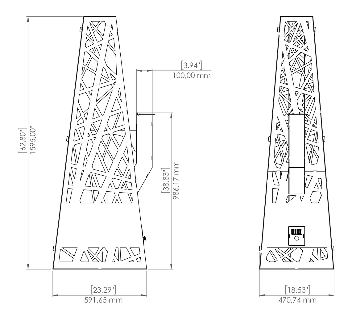 Pyramid Patio Heater with Glass Tube Flame. DXF, SVG files for plasma, laser cutting. Outdoor Pellet Torch. Фото 21