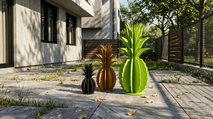 Queen Victoria Pineapple Garden Decor (Three Sizes). DXF, SVG files for plasma, laser cutting. Home Backyard Decoration. Metal Yard Art