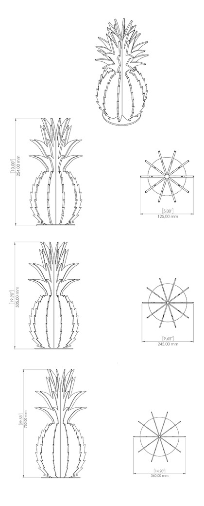 Queen Victoria Pineapple Garden Decor (Three Sizes). DXF, SVG files for plasma, laser cutting. Home Backyard Decoration. Metal Yard Art. Фото 12