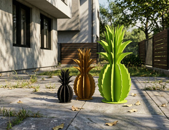 Queen Victoria Pineapple Garden Decor (Three Sizes). DXF, SVG files for plasma, laser cutting. Home Backyard Decoration. Metal Yard Art