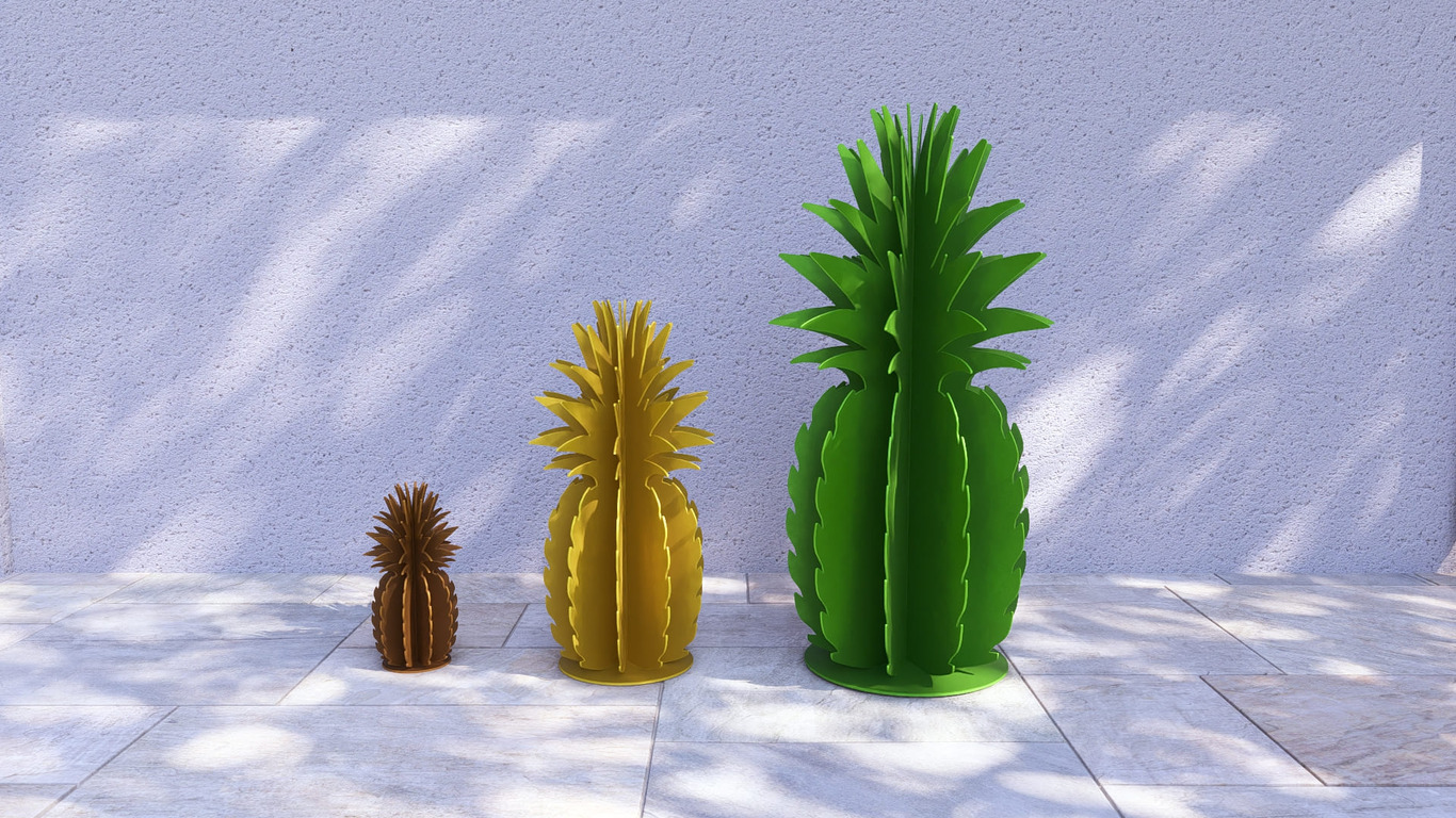 Smooth Cayenne Pineapple Garden Decor (Three Sizes). DXF, SVG files for plasma, laser cutting. Home Backyard Decoration. Metal Yard Art. Фото 3