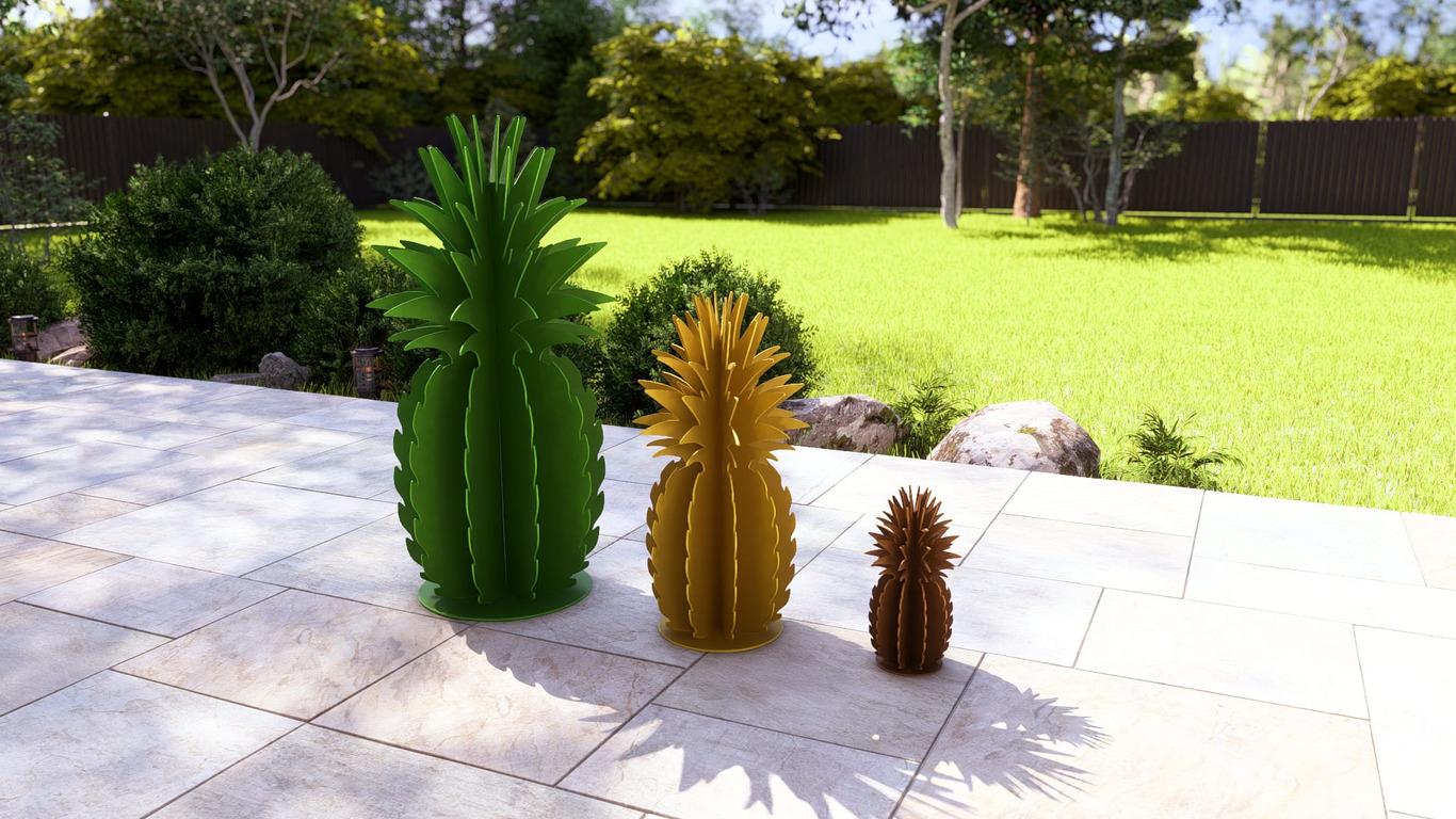 Smooth Cayenne Pineapple Garden Decor (Three Sizes). DXF, SVG files for plasma, laser cutting. Home Backyard Decoration. Metal Yard Art. Фото 4