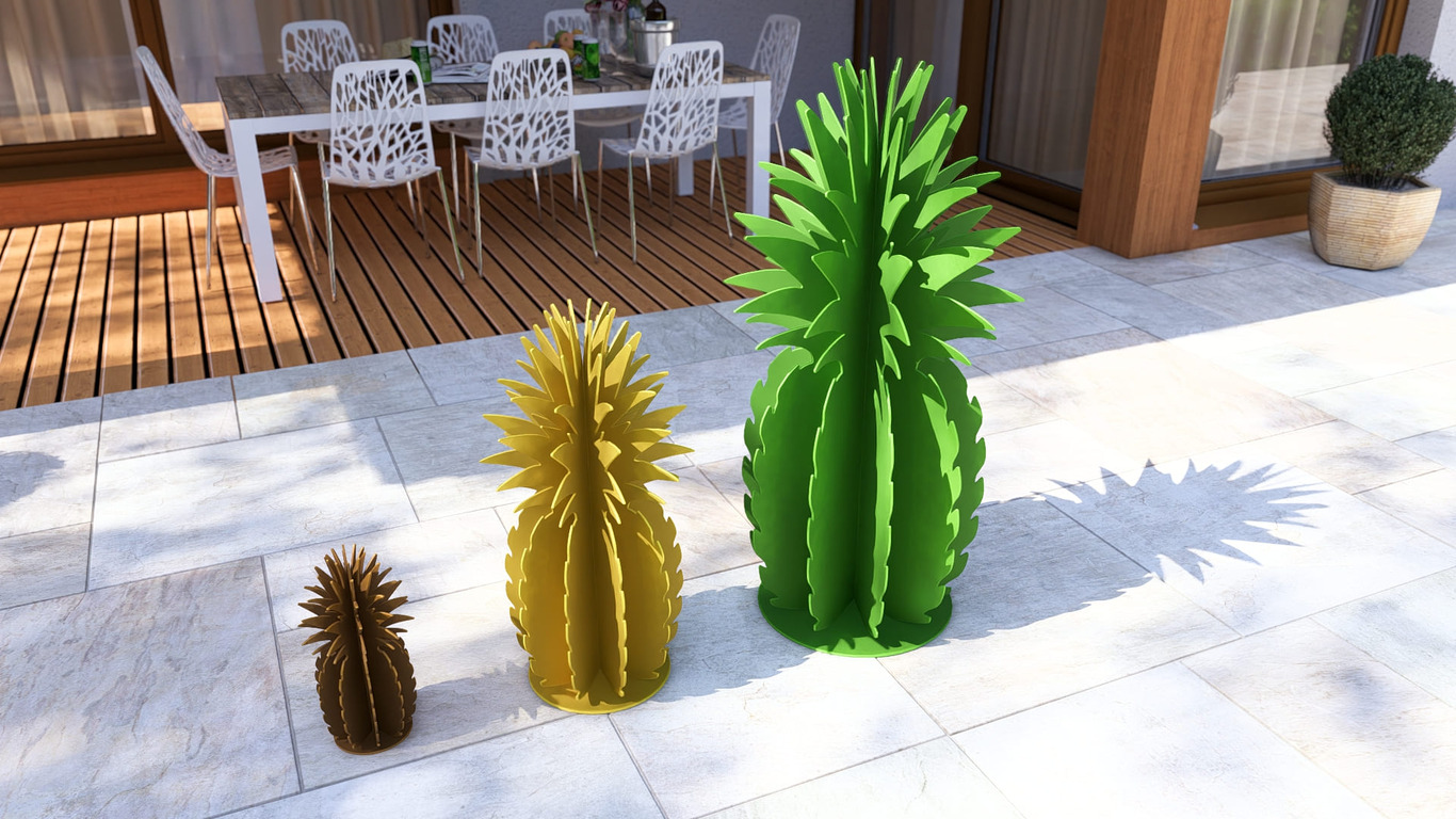 Smooth Cayenne Pineapple Garden Decor (Three Sizes). DXF, SVG files for plasma, laser cutting. Home Backyard Decoration. Metal Yard Art. Фото 6