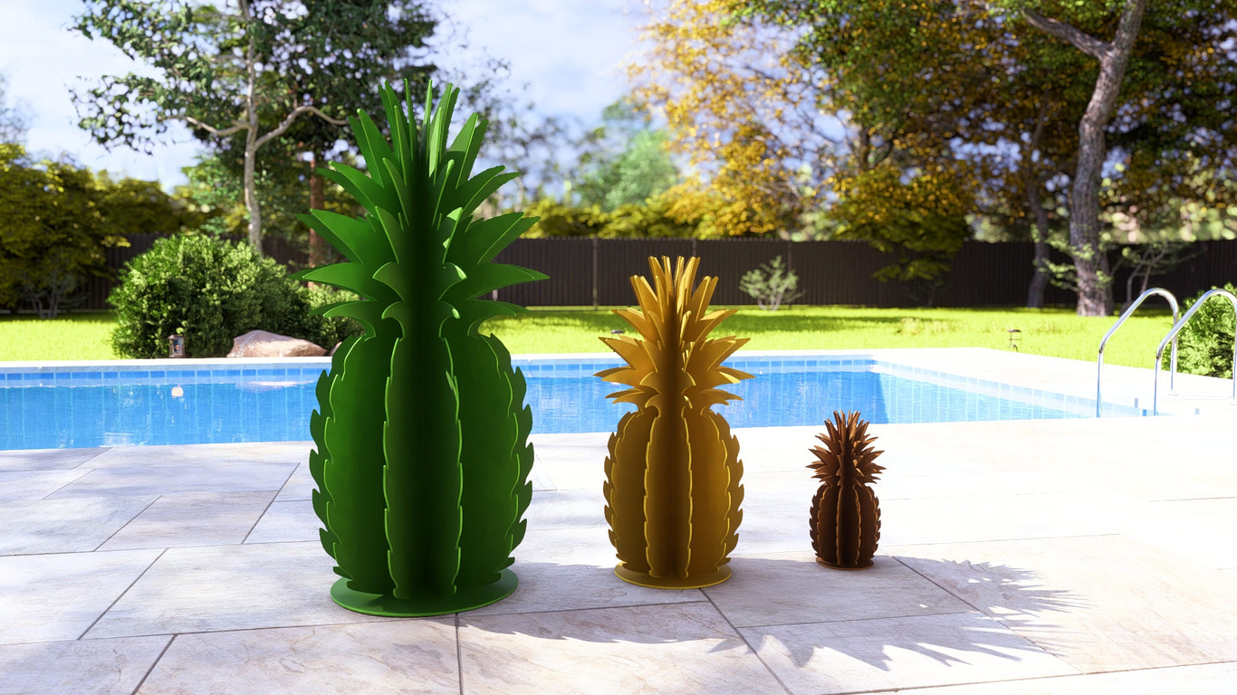 Smooth Cayenne Pineapple Garden Decor (Three Sizes). DXF, SVG files for plasma, laser cutting. Home Backyard Decoration. Metal Yard Art. Фото 7
