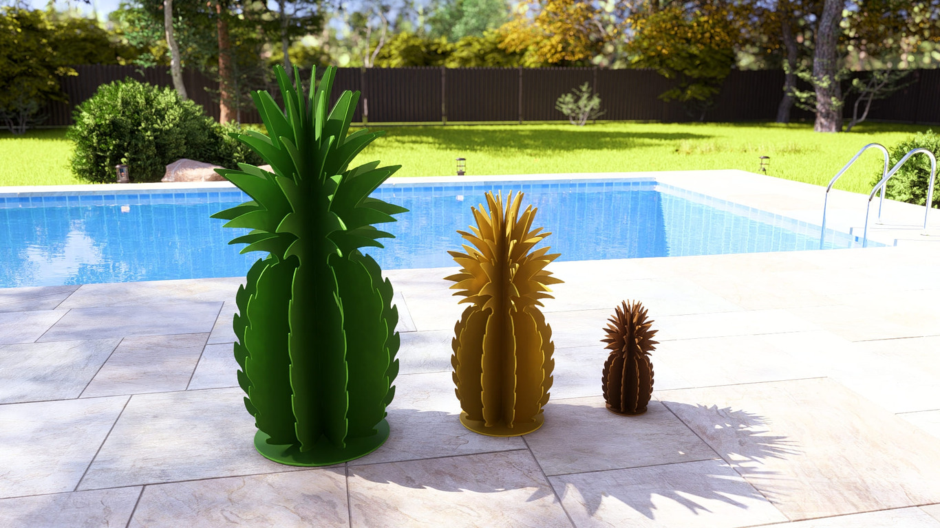 Smooth Cayenne Pineapple Garden Decor (Three Sizes). DXF, SVG files for plasma, laser cutting. Home Backyard Decoration. Metal Yard Art. Фото 9