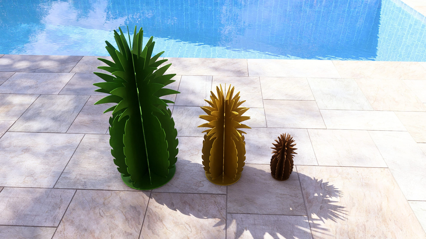 Smooth Cayenne Pineapple Garden Decor (Three Sizes). DXF, SVG files for plasma, laser cutting. Home Backyard Decoration. Metal Yard Art. Фото 10
