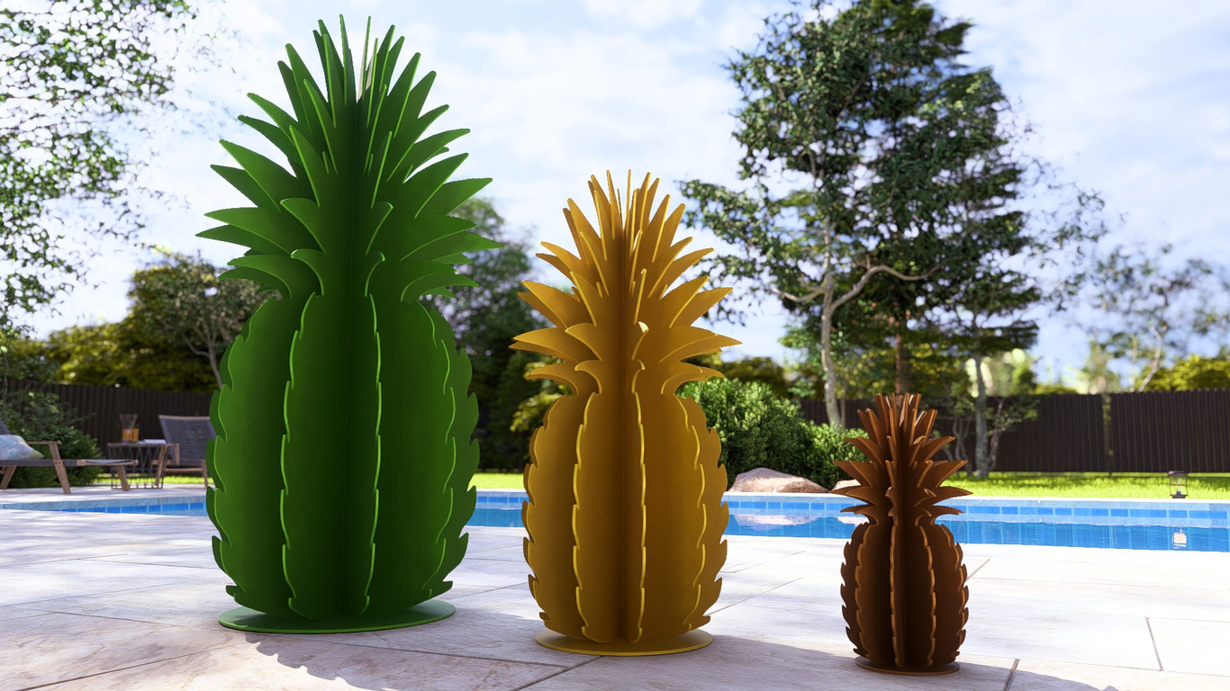 Smooth Cayenne Pineapple Garden Decor (Three Sizes). DXF, SVG files for plasma, laser cutting. Home Backyard Decoration. Metal Yard Art. Фото 11