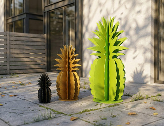 Smooth Cayenne Pineapple Garden Decor (Three Sizes). DXF, SVG files for plasma, laser cutting. Home Backyard Decoration. Metal Yard Art