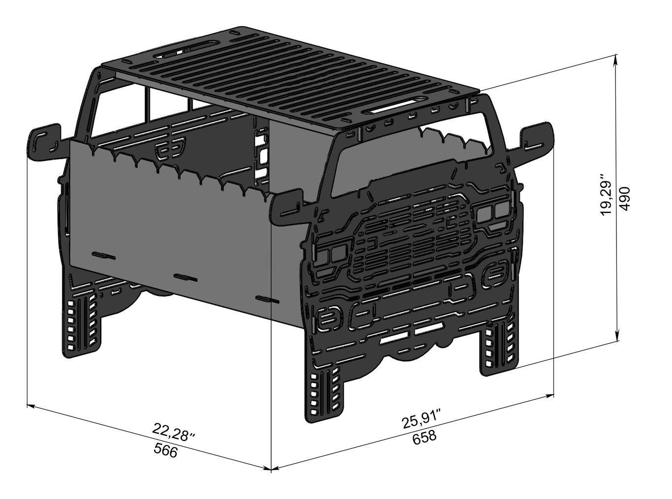 Car Fire Pit Grill No. 2. DXF, SVG files for laser, plasma cutting. Фото 7