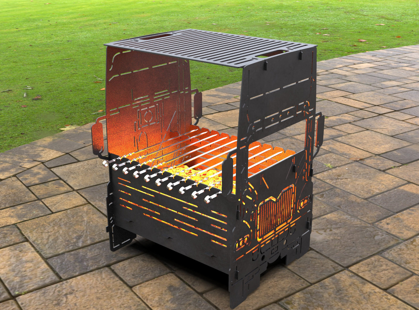 Car Fire Pit Grill No. 3. DXF, SVG files for laser, plasma cutting. Фото 3