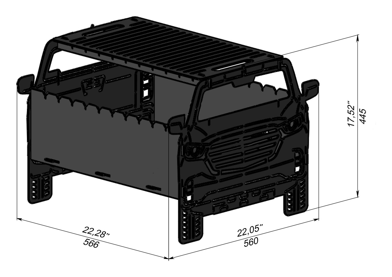 Car Fire Pit Grill No. 4. DXF, SVG files for laser, plasma cutting. Фото 7