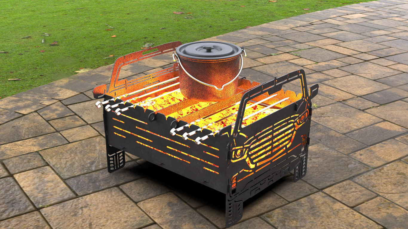 Car Fire Pit Grill No. 4. DXF, SVG files for laser, plasma cutting. Фото 4