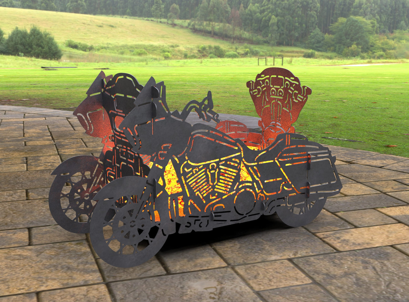 2-in-1 Motorcycle Fire Pit Grill No. 1. DXF, SVG files for laser, plasma cutting. Фото 3