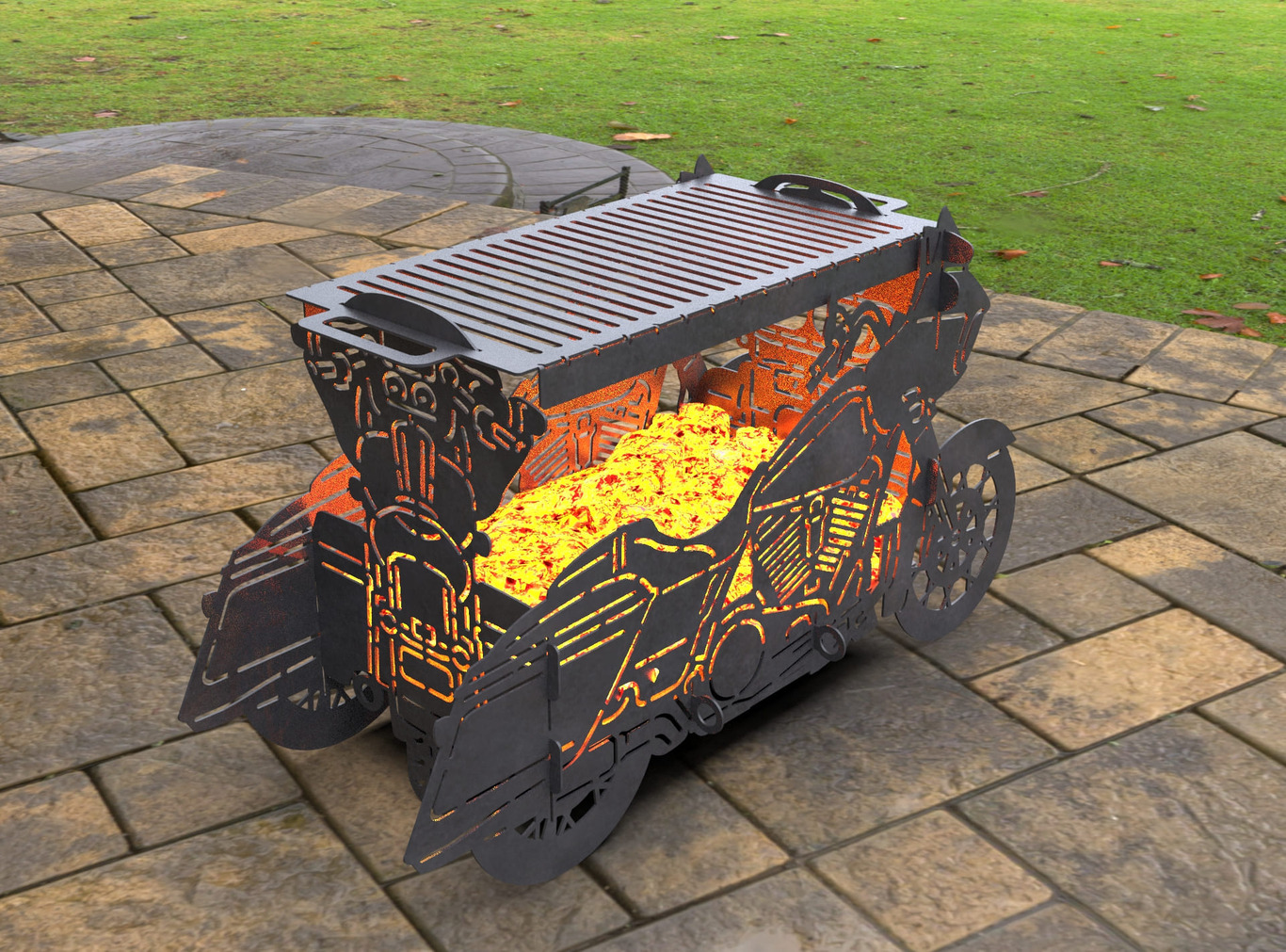 2-in-1 Motorcycle Fire Pit Grill No. 1. DXF, SVG files for laser, plasma cutting. Фото 6