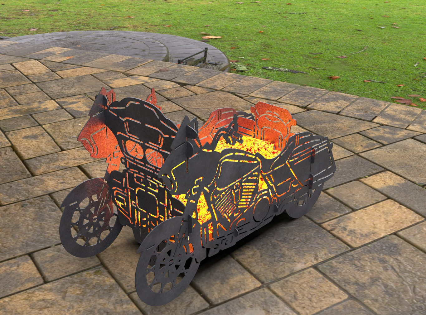 2-in-1 Motorcycle Fire Pit Grill No. 1. DXF, SVG files for laser, plasma cutting. Фото 7