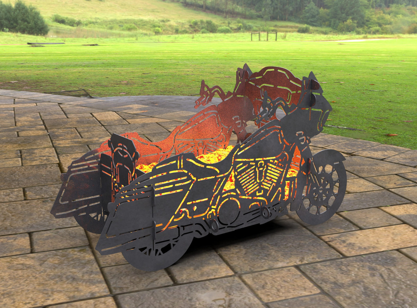 2-in-1 Motorcycle Fire Pit Grill No. 1. DXF, SVG files for laser, plasma cutting. Фото 8