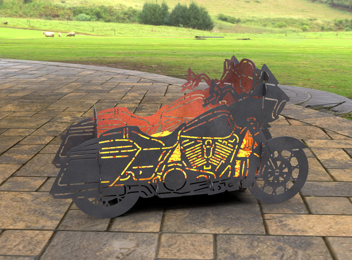 2-in-1 Motorcycle Fire Pit Grill No. 1. DXF, SVG files for laser, plasma cutting. Фото 9