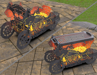 2-in-1 Motorcycle Fire Pit Grill No. 1. DXF, SVG files for laser, plasma cutting