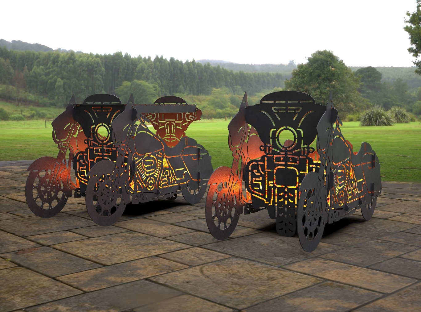 2-in-1 Motorcycle Fire Pit Grill No. 2. DXF, SVG files for laser, plasma cutting