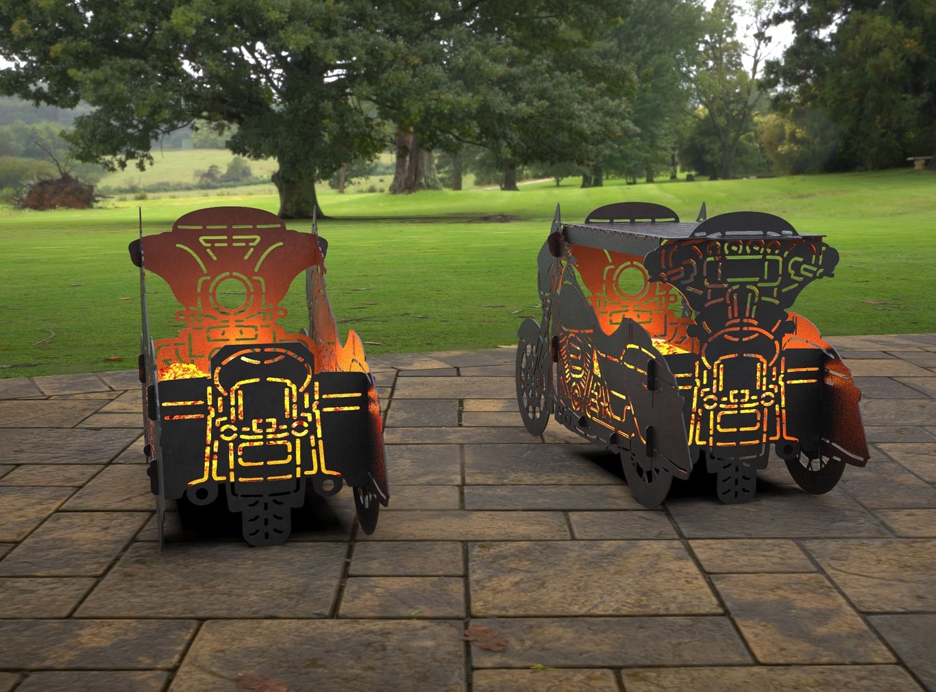 2-in-1 Motorcycle Fire Pit Grill No. 2. DXF, SVG files for laser, plasma cutting. Фото 2