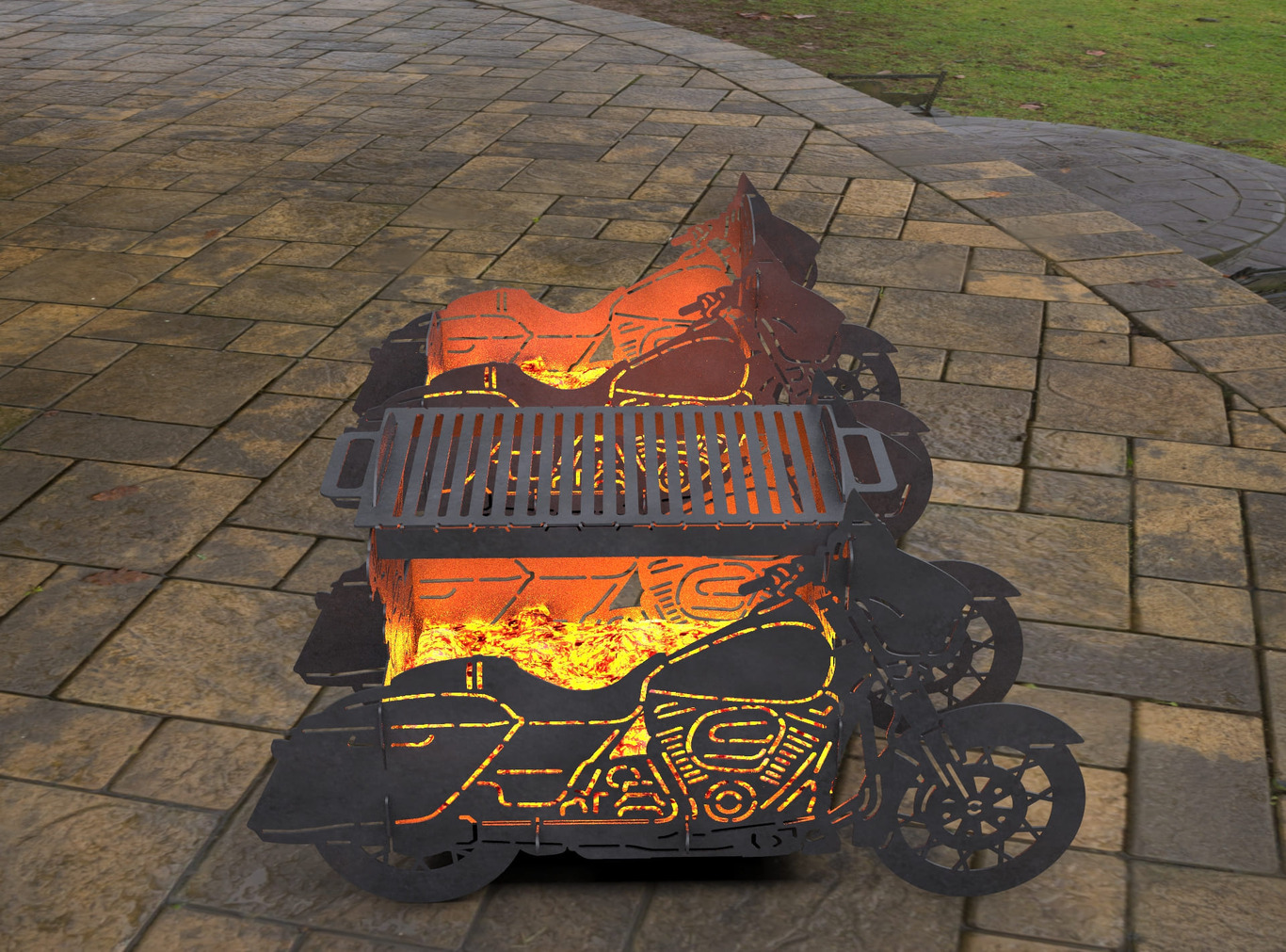 2-in-1 Motorcycle Fire Pit Grill No. 2. DXF, SVG files for laser, plasma cutting. Фото 5