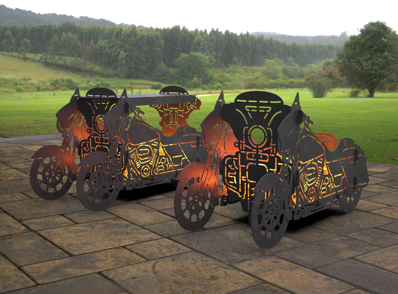 2-in-1 Motorcycle Fire Pit Grill No. 2. DXF, SVG files for laser, plasma cutting. Фото 6