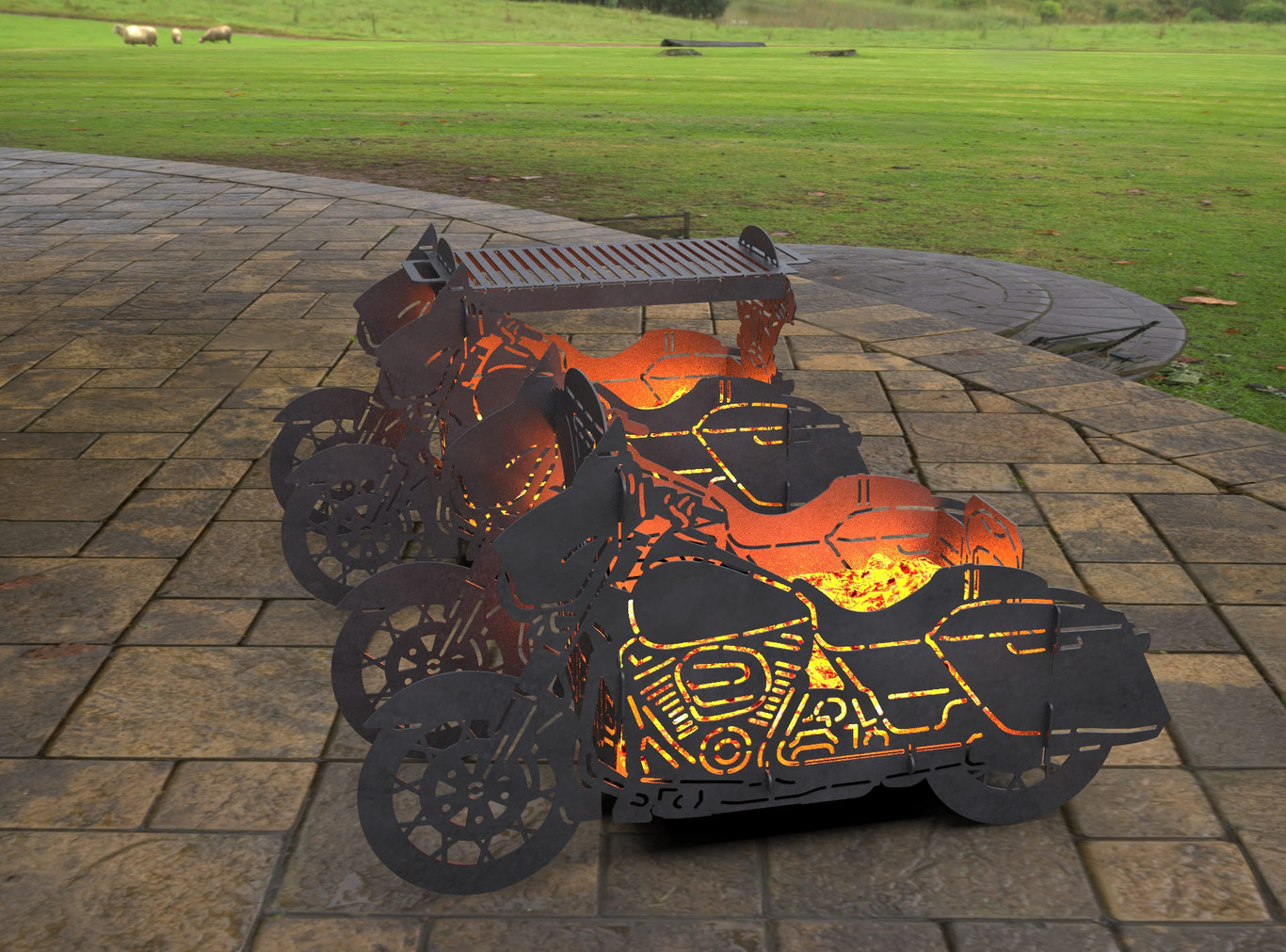 2-in-1 Motorcycle Fire Pit Grill No. 2. DXF, SVG files for laser, plasma cutting. Фото 7
