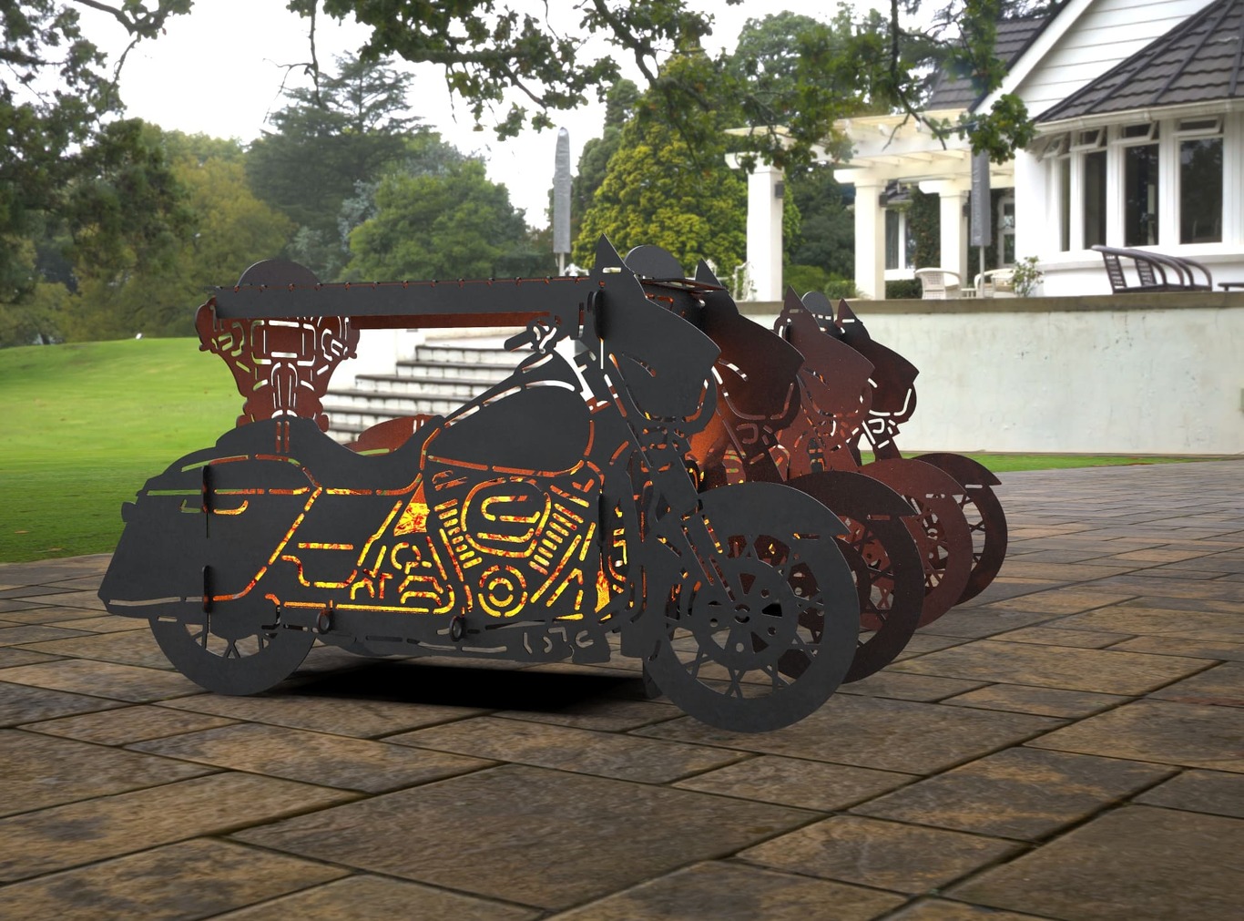 2-in-1 Motorcycle Fire Pit Grill No. 2. DXF, SVG files for laser, plasma cutting. Фото 8