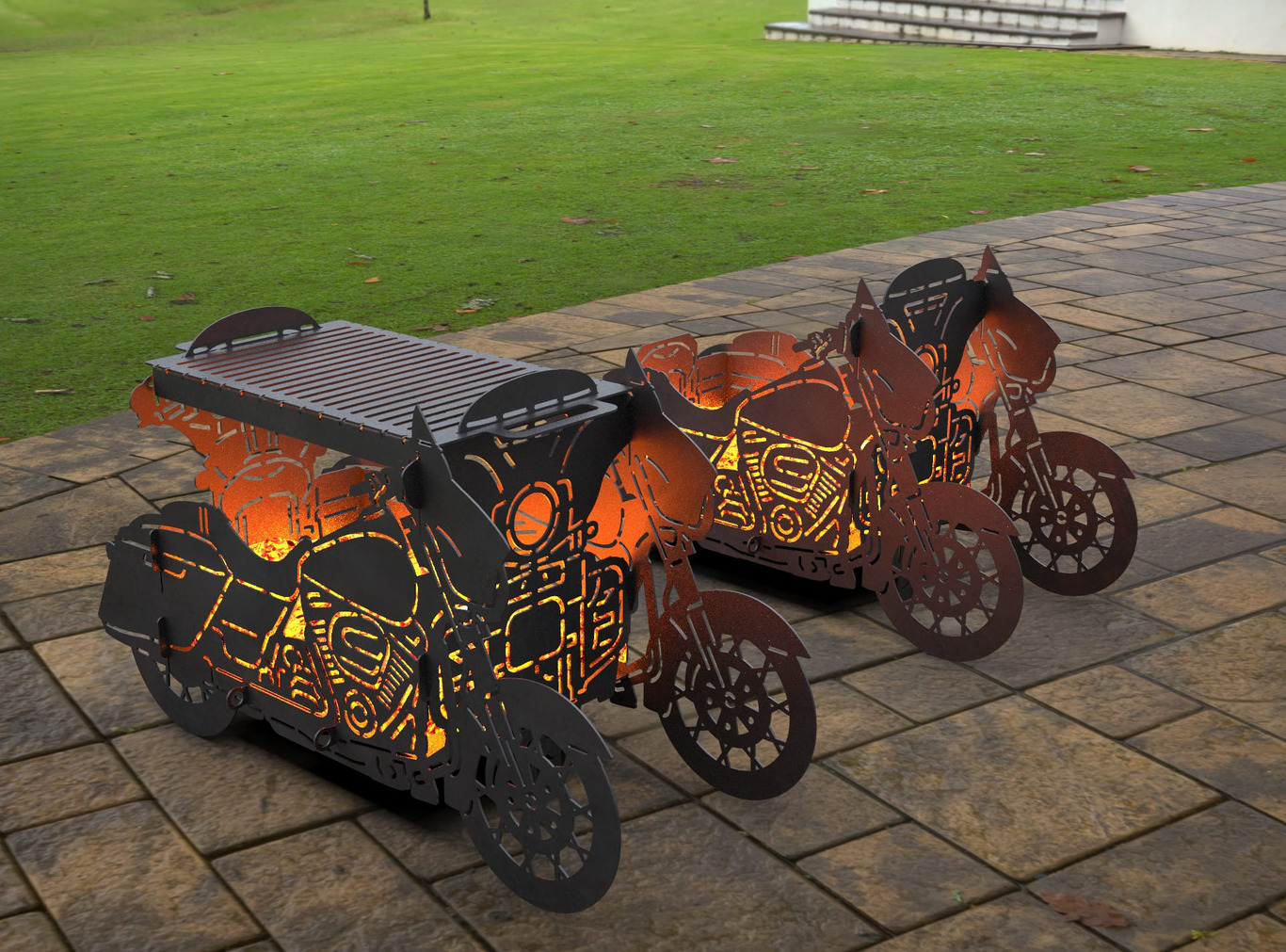 2-in-1 Motorcycle Fire Pit Grill No. 2. DXF, SVG files for laser, plasma cutting. Фото 9
