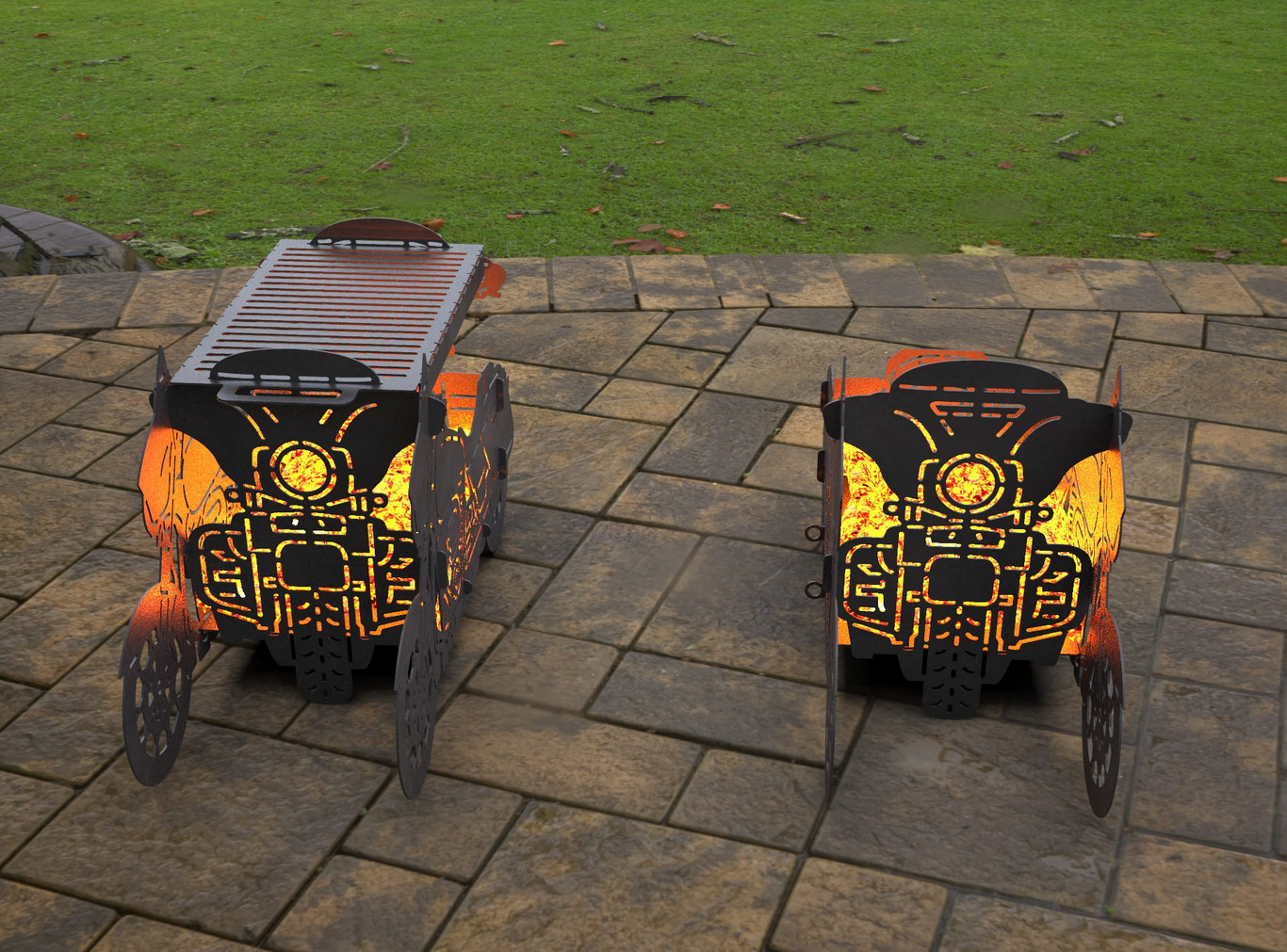 2-in-1 Motorcycle Fire Pit Grill No. 2. DXF, SVG files for laser, plasma cutting. Фото 10