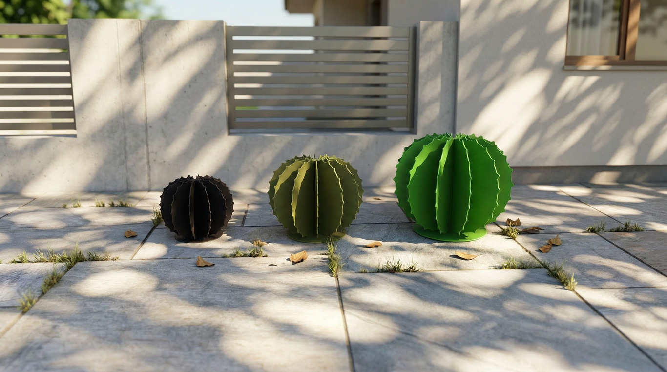Golden Barrel Cactus Garden Decor (Three Sizes). DXF, SVG files for plasma, laser cutting. Echinocactus grusonii. Home Backyard Decoration. Metal Yard Art. Фото 2