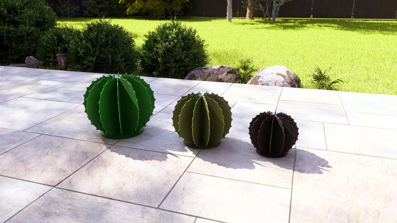 Golden Barrel Cactus Garden Decor (Three Sizes). DXF, SVG files for plasma, laser cutting. Echinocactus grusonii. Home Backyard Decoration. Metal Yard Art. Фото 6