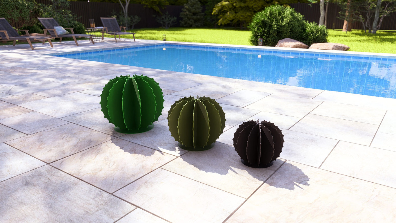 Golden Barrel Cactus Garden Decor (Three Sizes). DXF, SVG files for plasma, laser cutting. Echinocactus grusonii. Home Backyard Decoration. Metal Yard Art. Фото 7